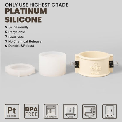 BOOWAN Nicole Simple Style Candle Vessels Silicone Mold, Candle Jar Mould - Image 7