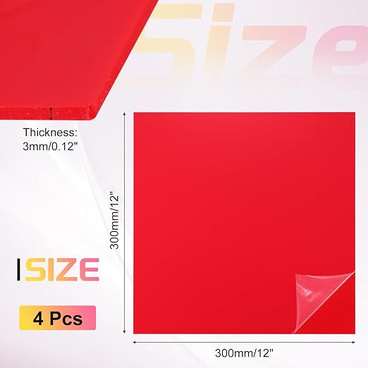 uxcell 4Pcs Acrylic Sheets 12x12 Inch Acrylic Panel 1/8 Inch-3mm Plastic Board - Image 2