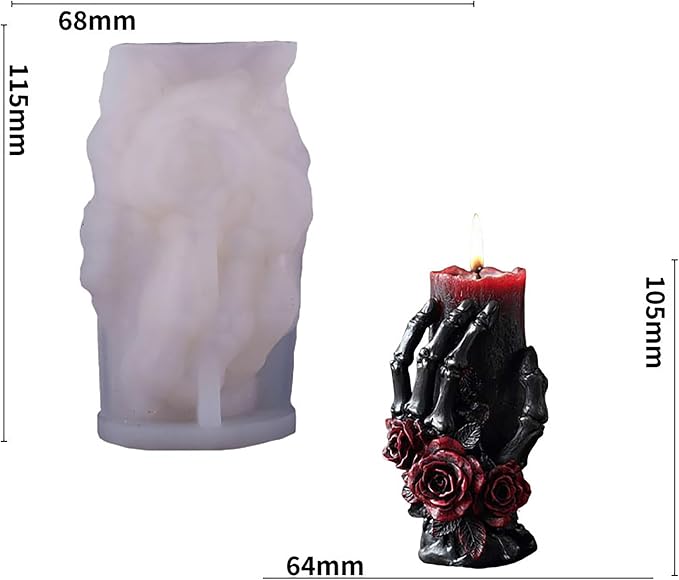 Skull Hand Ghost Cylinder Molds Silicone Wave Spiral Candle Mold - Image 4