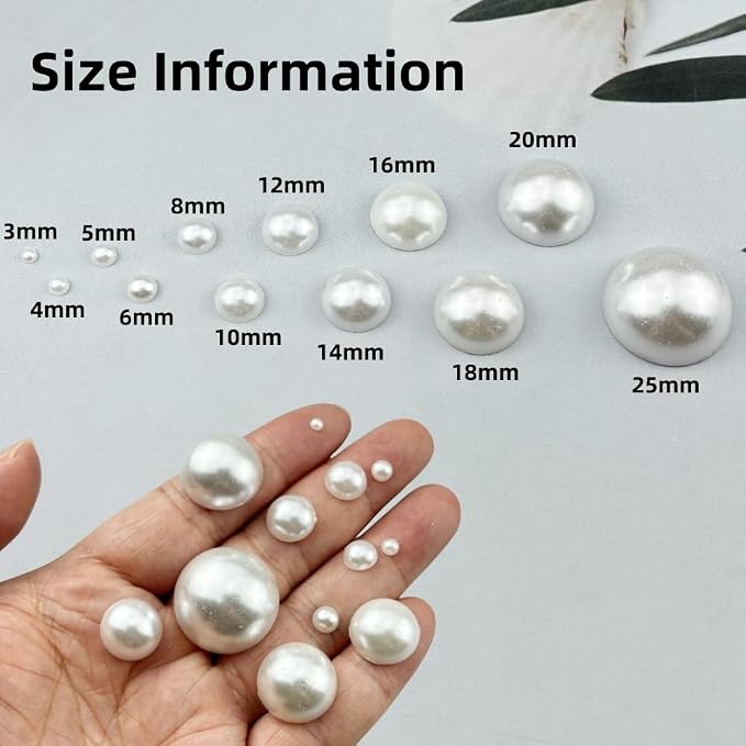 80pcs 20mm Half Pearls for Crafts Flatback Half Round Pearl Beads for Jewelry - Image 2