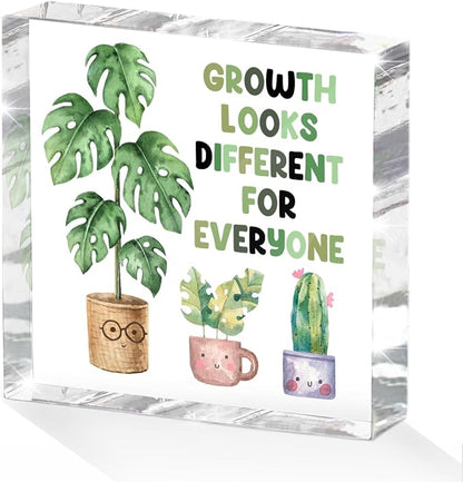Inspirational Quote Desk Decor Acrylic Sign 4X4 Inch, Watercolor Greenery by Unknown