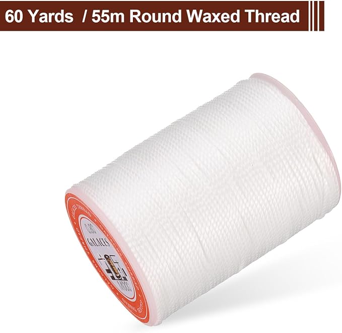 uxcell Round Leather Sewing Waxed Thread, 55m / 60 Yards Wax Polyester String - Image 3