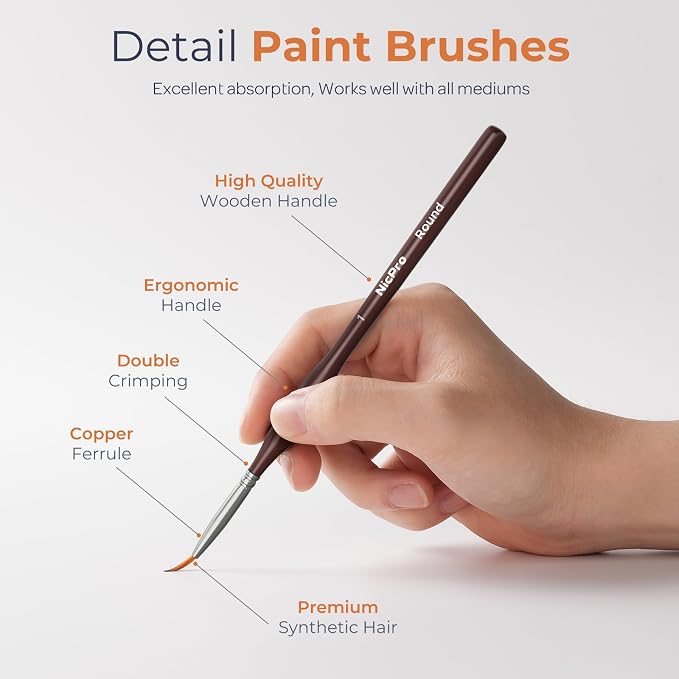 Nicpro 15 PCS Micro Fine Detail Paint Brush Set, Small Miniature Fine Tip - Image 2