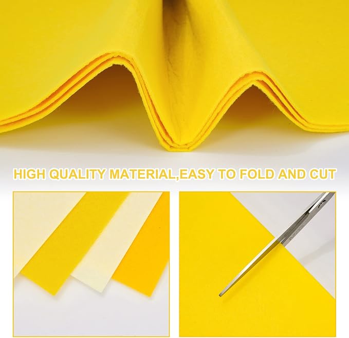Whaline 18Pcs Felt Fabric Sheets Soft Thick Assorted Yellow Craft Felt Pack - Image 3