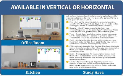 Sky Blue 7-Column Task, Goals & Objective Wall Horizontal Organizer 32" x 48". - Image 5