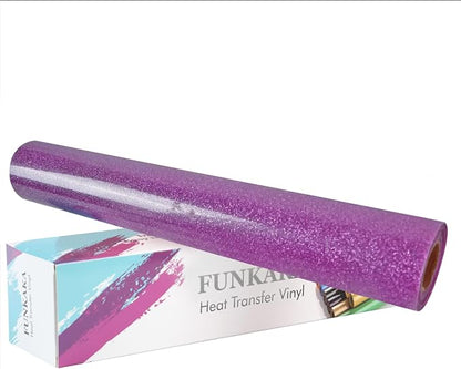 FUNKAKA Glitter Purple Pink HTV Heat Transfer Vinyl Rolls by FUNKAKA