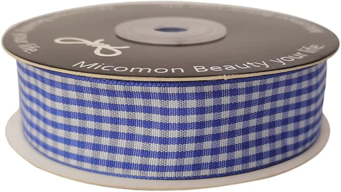 Blue and White Gingham Ribbon Plaid Ribbon 25 Yards Each Roll 100% Polyester - Image 4