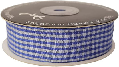 Blue and White Gingham Ribbon Plaid Ribbon 25 Yards Each Roll 100% Polyester - Image 4