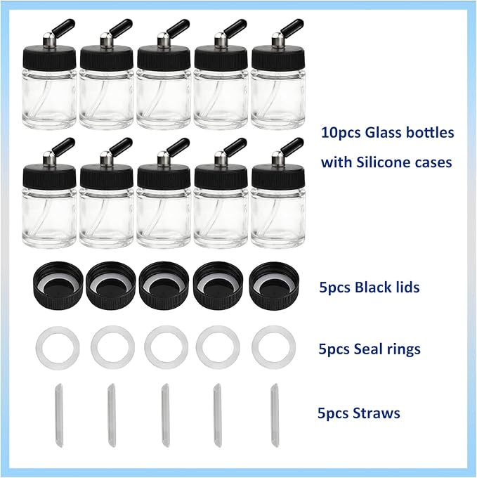 10pcs Airbrush Glass Bottles 3/4oz 22cc - Image 2