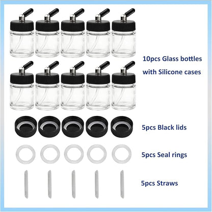 10pcs Airbrush Glass Bottles 3/4oz 22cc - Image 2