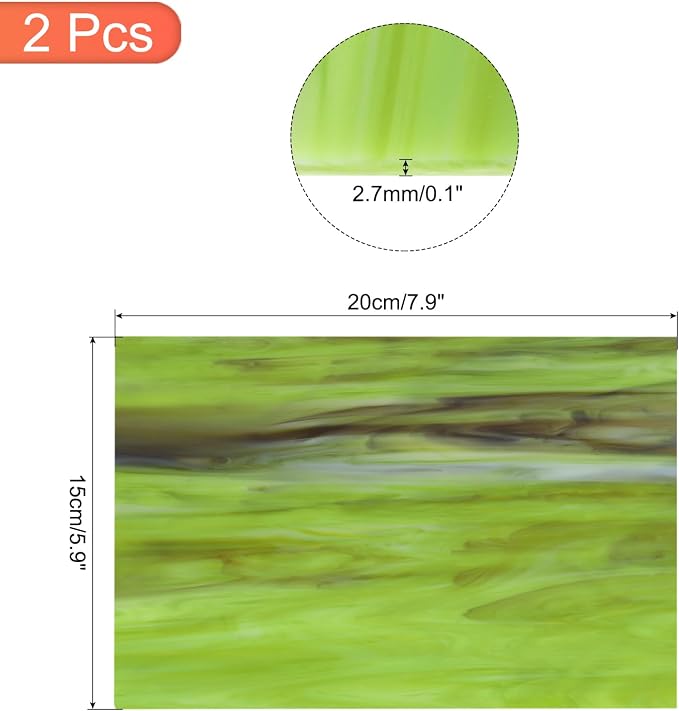 MECCANIXITY 2 Pcs Stained Glass Sheet Mosaic Tile 7.9 Inch x 5.9 Inch Army - Image 2