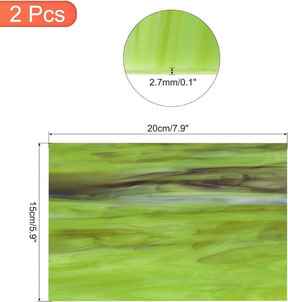 MECCANIXITY 2 Pcs Stained Glass Sheet Mosaic Tile 7.9 Inch x 5.9 Inch Army - Image 2