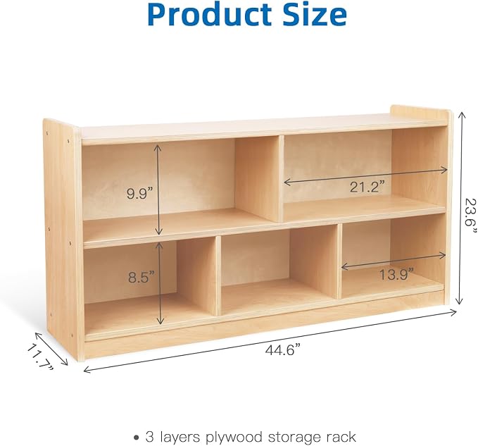 OOOK 5-Compartment Wooden Storage Cabinet, Montessori Shelf - Image 3