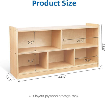 OOOK 5-Compartment Wooden Storage Cabinet, Montessori Shelf - Image 3