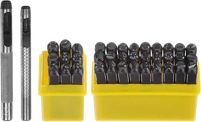 HARFINGTON 36pcs Metal Stamping Kit 3/16" Steel Letter Punch Press Tool by HARFINGTON