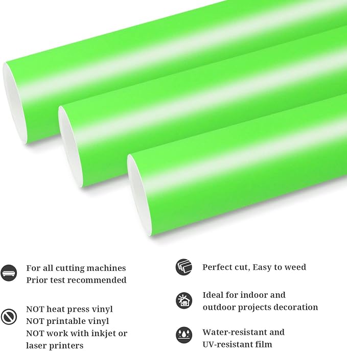 TECKWRAP Permanent Adhesive Vinyl 12" x 10ft, Matte Neon Green - Image 2