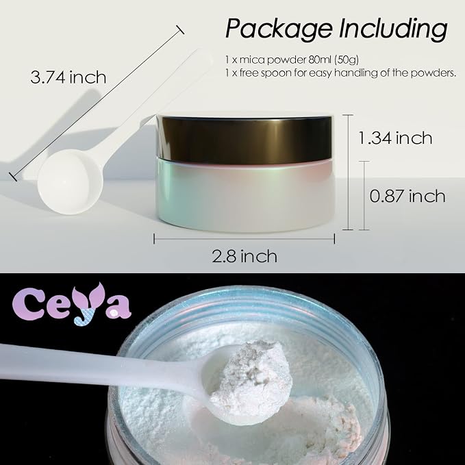 Ceya Interference Mica Powder, 1.8oz/ 50g Ghost Aqua Chrome Nail Powder - Image 4