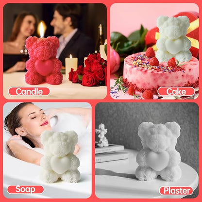Rose Bear Candle Mold, Teddy Bear Silicone Molds - Image 6