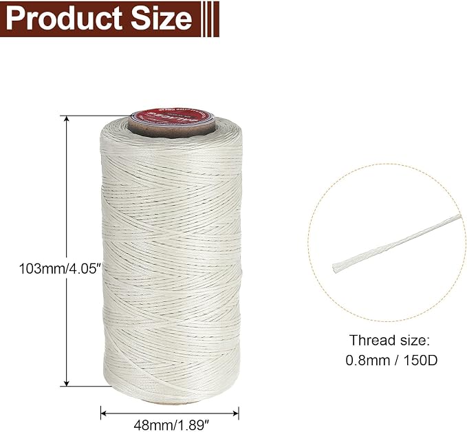 uxcell Flat Leather Sewing Waxed Thread, 270m / 295 Yards Polyester Wax String - Image 2