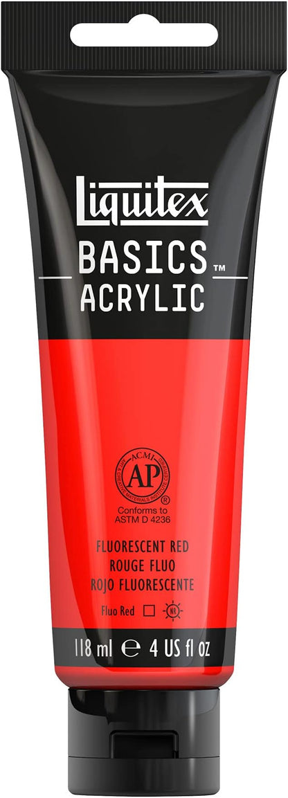 Liquitex BASICS Acrylic Paint, 118ml Tube, Fluorescent Red by Liquitex