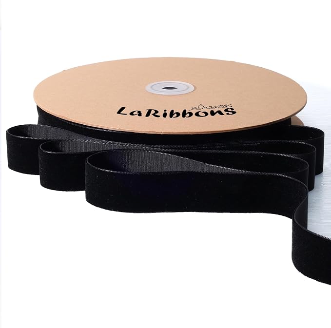 LaRibbons Thin Velvet Ribbon 1 Inch x 25 Yards, Gift Wrapping, Wreath Bow by LaRibbons