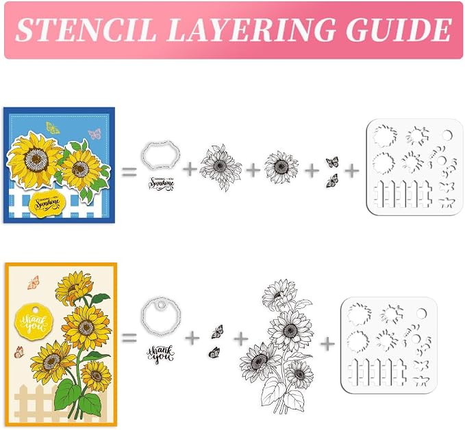 ORIGACH Realistic Sunflower Stamps and Dies and Layering Coloring Stencil Set - Image 4