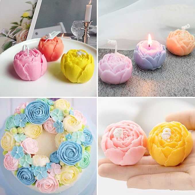 6 Pcs Flower Silicone Molds Set, FAURAPMNG Bloom 3D Rose Flower Fondant - Image 5