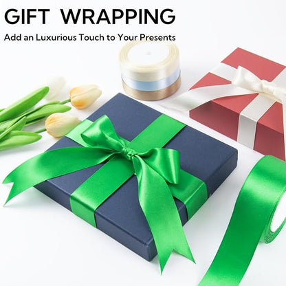 1 Inch 25 Yards Satin Ribbon White, Solid Color Fabric Ribbon - Image 5