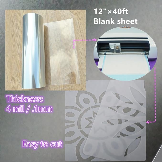 ZHluja 12inchs x 40ft Rolls 4mil Transparency Blank Stencil Sheets Material - Image 4