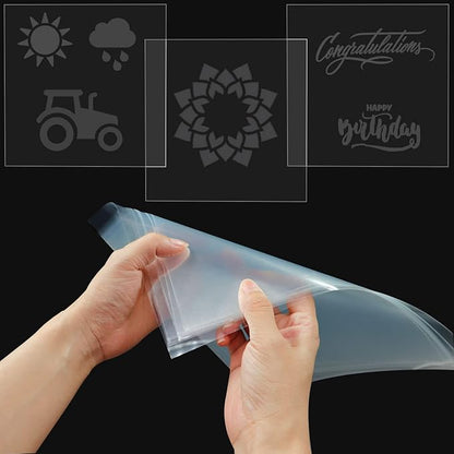 24 Pack 4 Mil Clear Mylar Stencil Sheets, Laser Cutting, Gyro-Cut Tool Template - Image 2