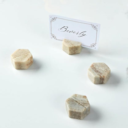 Marble Hexagon Place Card Holders, Unique Design Handmade Photo Display - Image 3