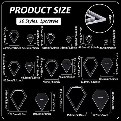 BENECREAT 16 Sizes Jewel Quilting Template, Acrylic Intricate Sewing Machine - Image 2
