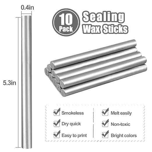 Glue Gun Sealing Wax Sticks for Wax Seal Stamp -Metallic Silver, Cards Envelopes - Image 2