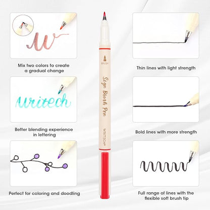 WRITECH Brush Tip Marker Pens: Artist Markers Flexible Tip Water Based 12ct - Image 5