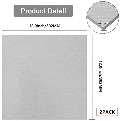 2Pack 5052 H32 Thin Aluminum Sheet Metal 12 x 12 x 1/64 Inch Plain Aluminum - Image 2