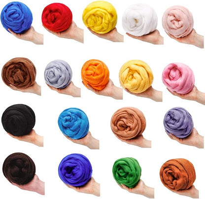 3.53oz Wool Roving Yarn, Wool Felting Supplies, Pure Wool, Chunky Yarn - Image 3