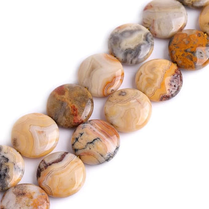 GEM-Inside Lace Agate Gemstone Loose Beads Natural 20mm Coin Crzay Crystal by GEM-INSIDE