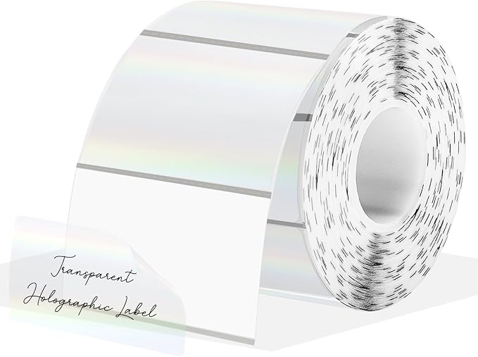 3x2 Inch Transparent Holographic Thermal Labels Stickers, Perforation Line by Unknown