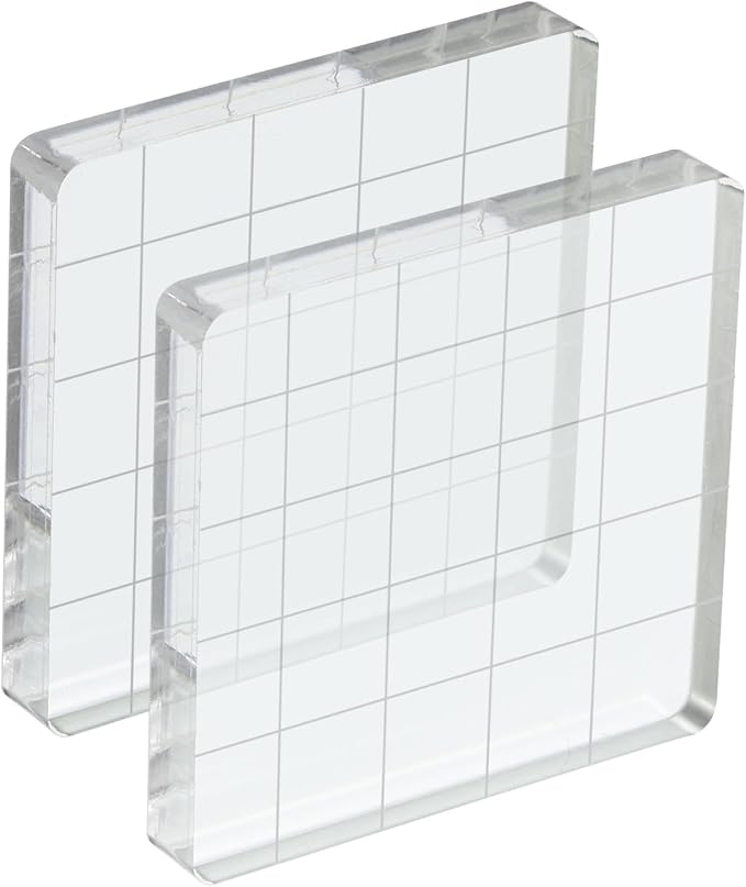 PATIKIL 2" x 2" Acrylic Stamp Block, 2 Pack Clear Stamping Block by PATIKIL