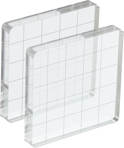 PATIKIL 2" x 2" Acrylic Stamp Block, 2 Pack Clear Stamping Block by PATIKIL