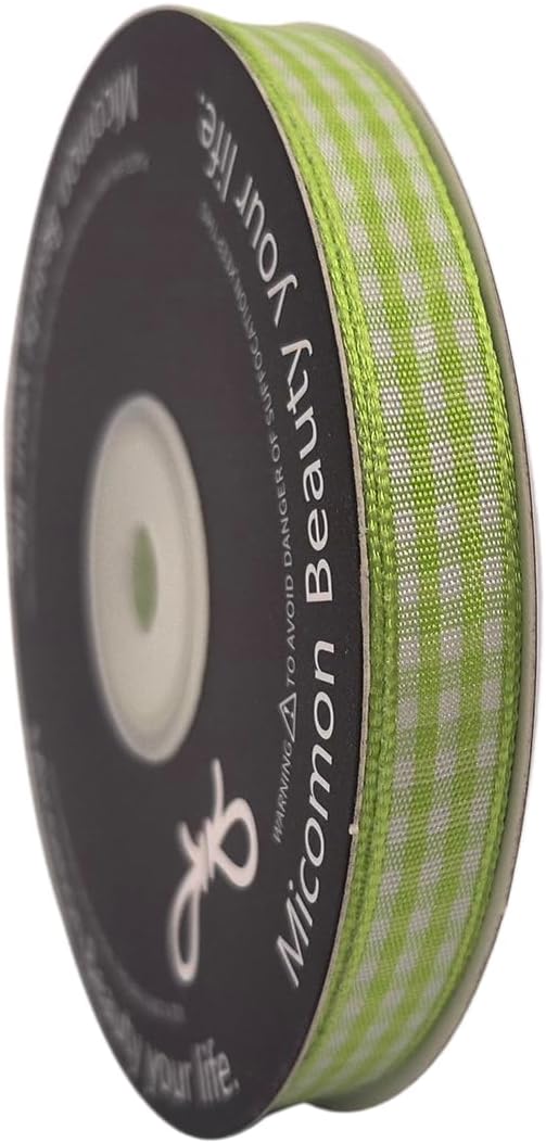 Apple Green Gingham Plaid Checked Ribbon 25 Yard Each Roll 100% Polyester - Image 9
