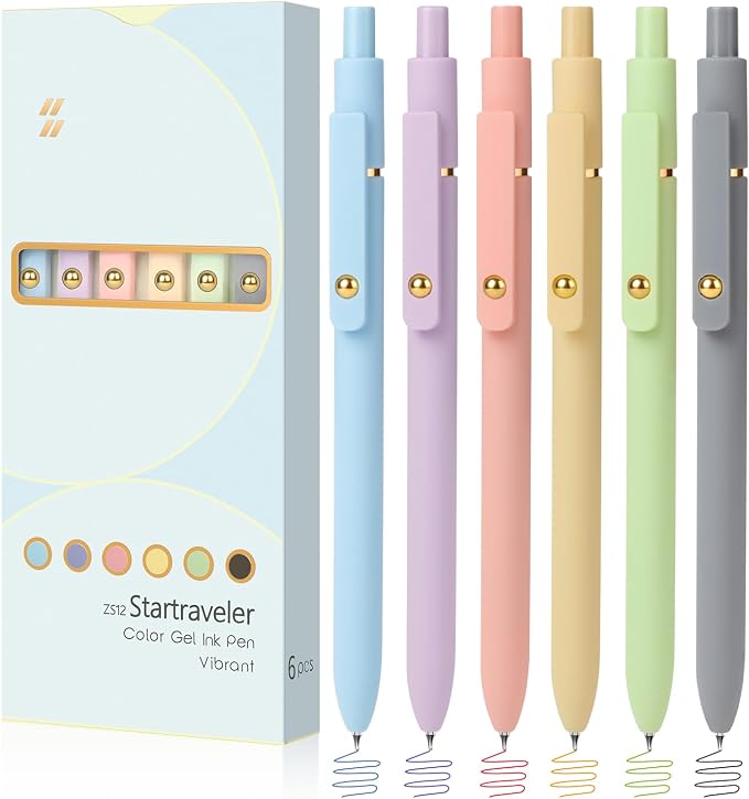 FIOVER Colored Pens, 6 Pack Colorful Gel Pens, Quick-Dry 0.7mm Medium Point by FIOVER