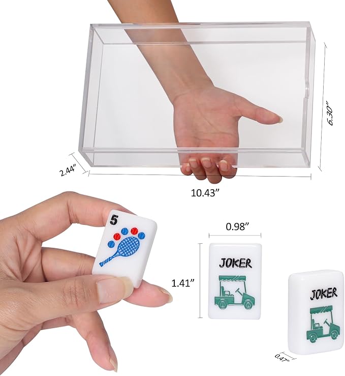 American Mahjong Tile Set with Clear Acrylic Box and Accessories, 160 Acrylic - Image 4
