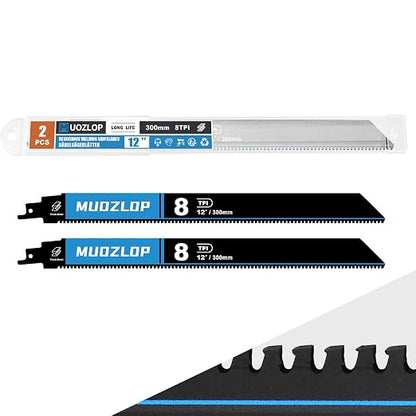 2 Pack 12 inch Reciprocating Saw Blades Set， 8 TPI High Carbon Saw Blades by Unknown