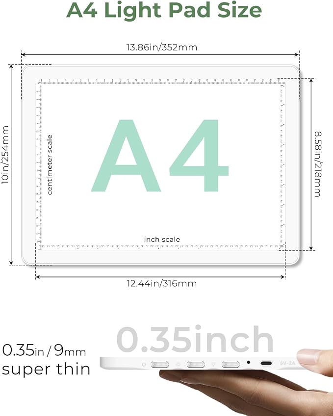 A4 Tracing Light Box for Drawing, Bawaslom Rechargeable Light Pad - Image 6