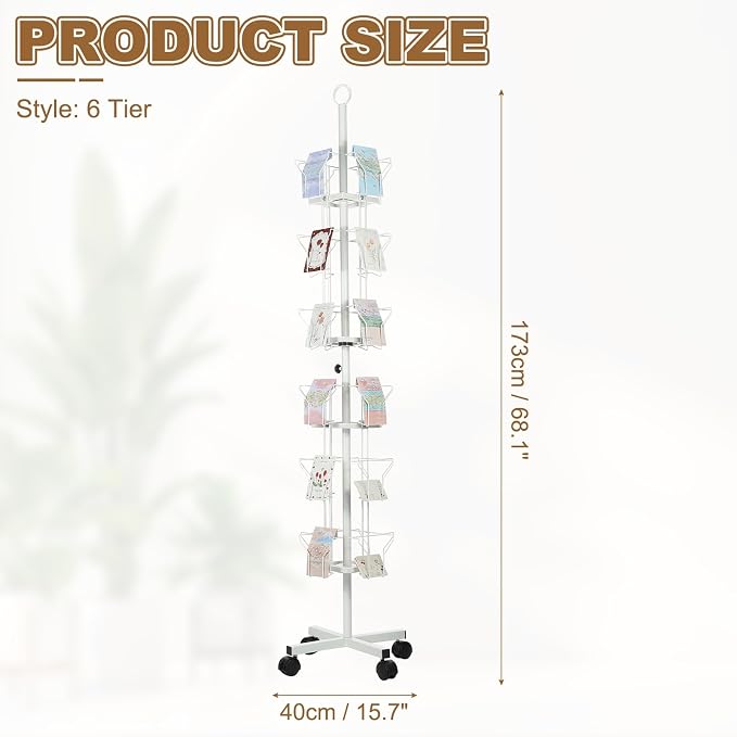 PATIKIL 6 Tier Rotating Greeting Card Rack, Metal Spinning Greeting Card - Image 2