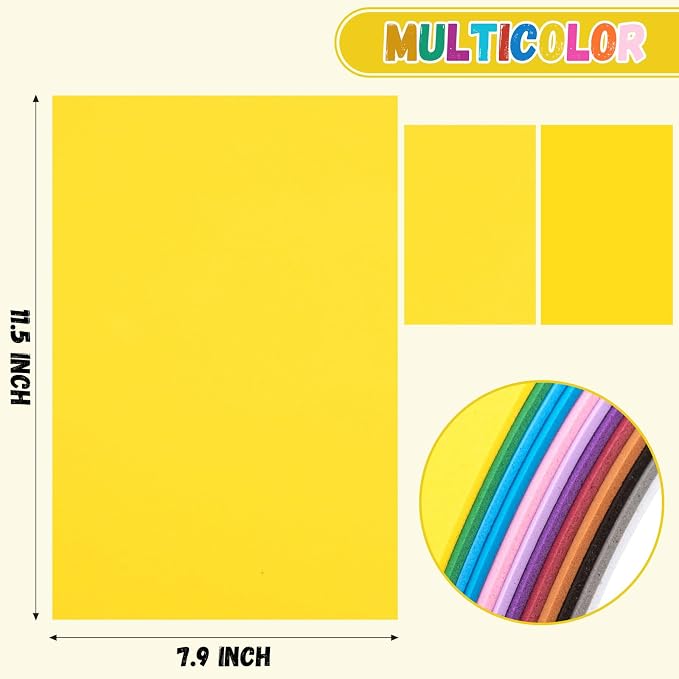 12 Pack Foam Sheets Craft 8 x 12 inch, 12 Colors Eva Foam Paper - Image 2