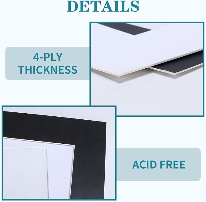 ZBEIVAN 12 Packs White and Black Colors 11x14 Picture Frame Mats - Image 3