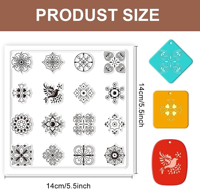 CHGCRAFT Polymer Clay Texture Sheets Boho Polymer Clay Texture Mat Silicone - Image 2