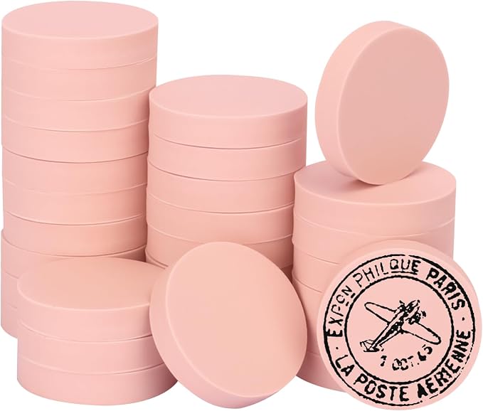 60 Pcs 2" Round Rubber Carving Blocks, Linoleum Blocks, Stamp Carving Blocks by KUKLIPJIM